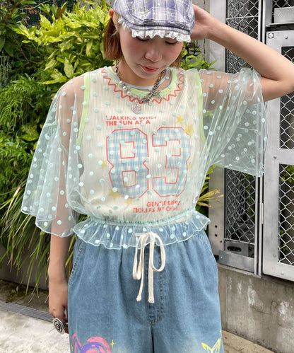 HELLO.SANFRANCISCO 2-Way Tulle Dot Blouse - Image 1