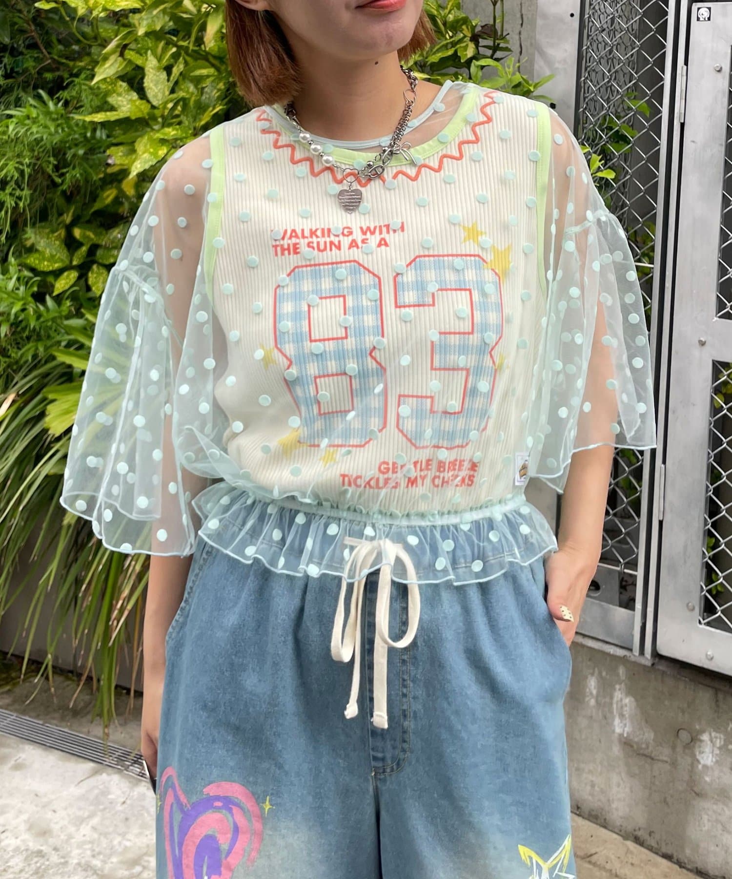 HELLO.SANFRANCISCO 2-Way Tulle Dot Blouse - Image 19