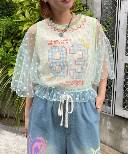 HELLO.SANFRANCISCO 2-Way Tulle Dot Blouse - Image 19
