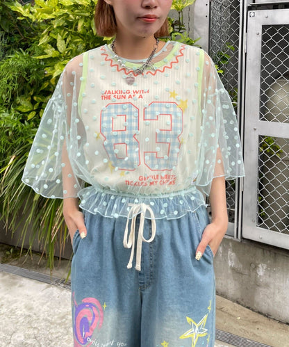 HELLO.SANFRANCISCO 2-Way Tulle Dot Blouse - Image 20