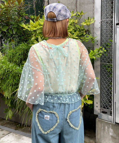 HELLO.SANFRANCISCO 2-Way Tulle Dot Blouse - Image 21