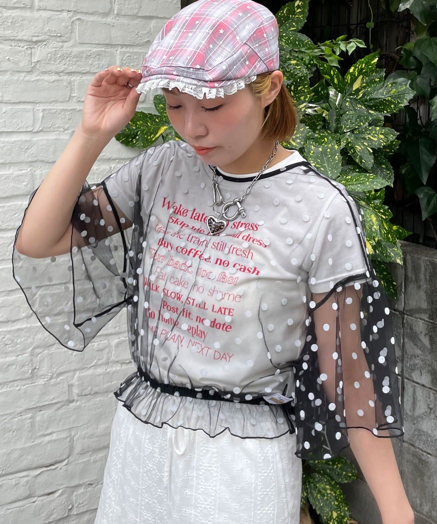 HELLO.SANFRANCISCO 2-Way Tulle Dot Blouse - Image 3