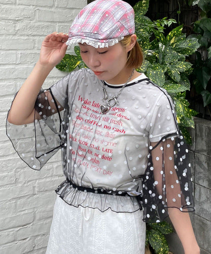 HELLO.SANFRANCISCO 2-Way Tulle Dot Blouse - Image 3