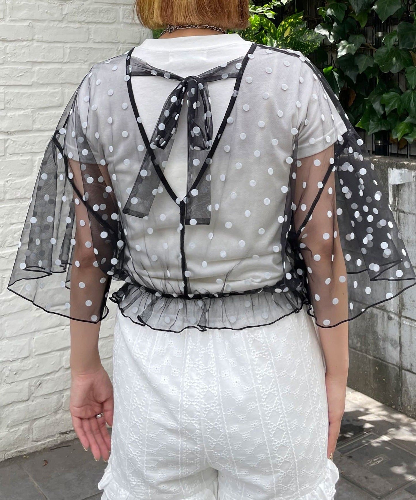HELLO.SANFRANCISCO 2-Way Tulle Dot Blouse - Image 34