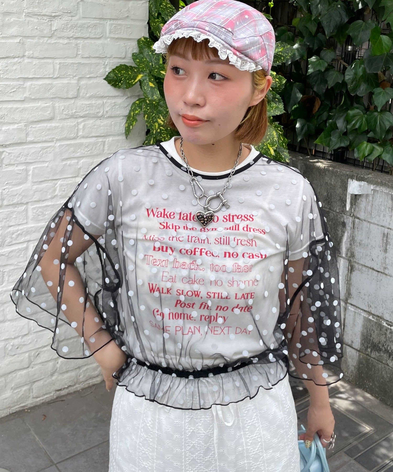 HELLO.SANFRANCISCO 2-Way Tulle Dot Blouse - Image 25