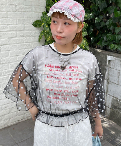HELLO.SANFRANCISCO 2-Way Tulle Dot Blouse - Image 25