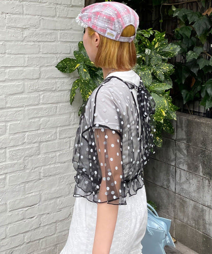 HELLO.SANFRANCISCO 2-Way Tulle Dot Blouse - Image 26