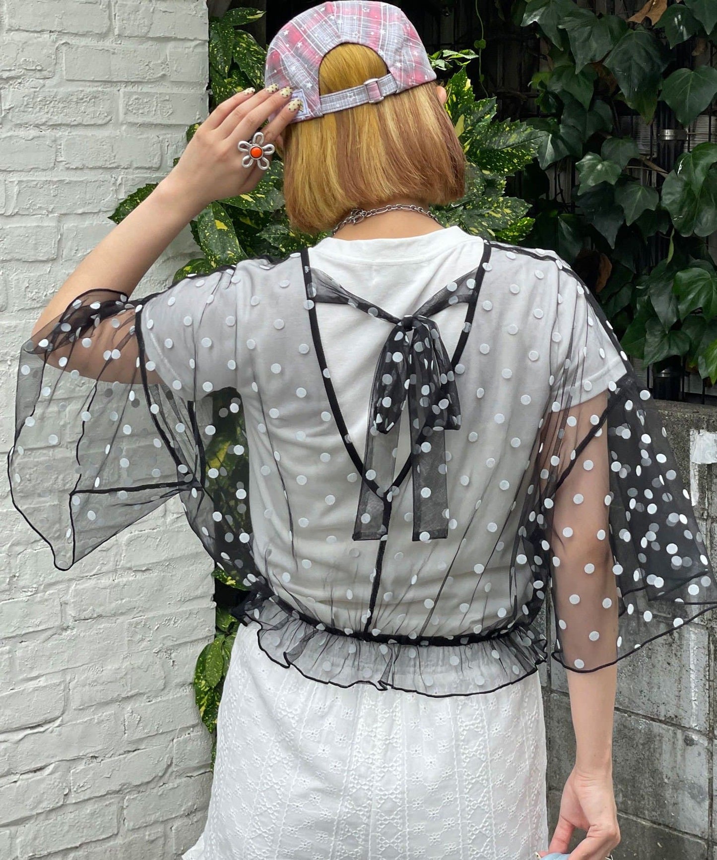 HELLO.SANFRANCISCO 2-Way Tulle Dot Blouse - Image 27