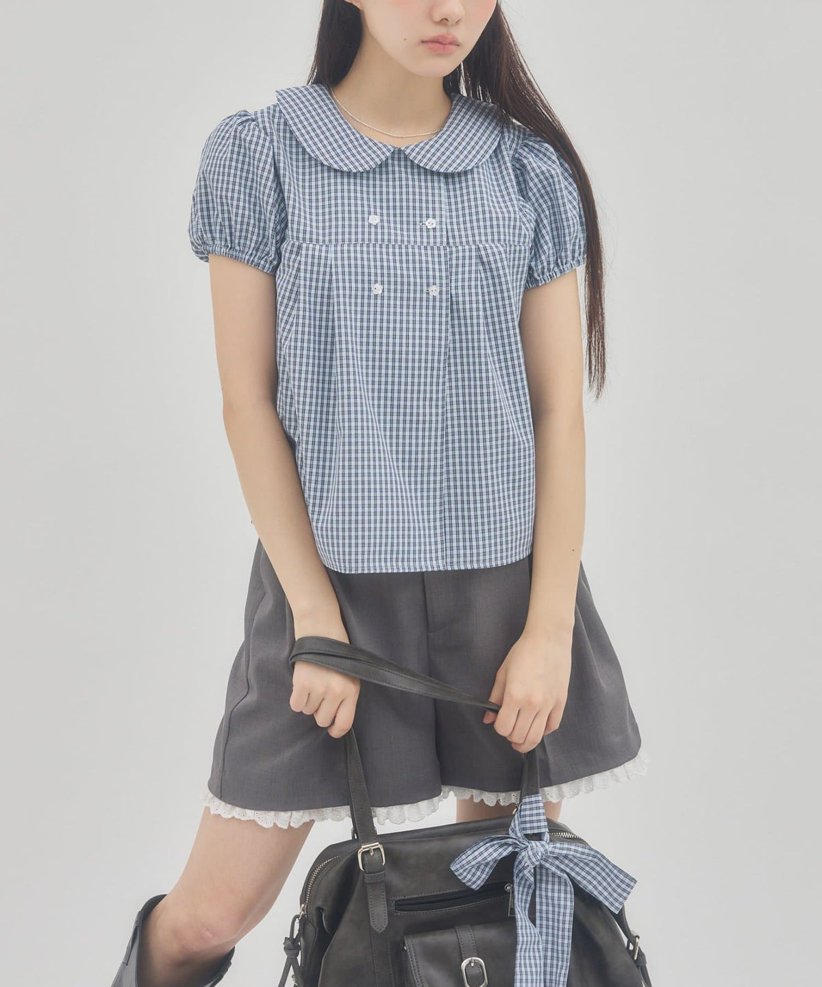 umm. By Discoat 圓領泡泡袖Blouse with bow tie - Image 11