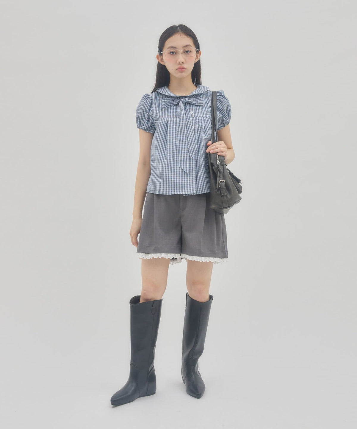 umm. By Discoat 圓領泡泡袖Blouse with bow tie - Image 5
