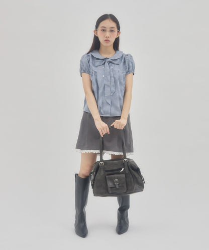 umm. By Discoat 圓領泡泡袖Blouse with bow tie - Image 6
