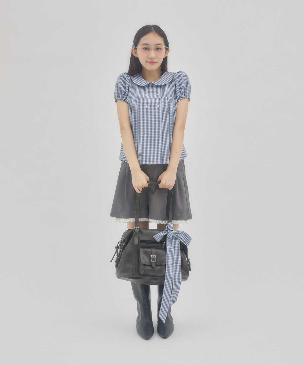 umm. By Discoat 圓領泡泡袖Blouse with bow tie - Image 10
