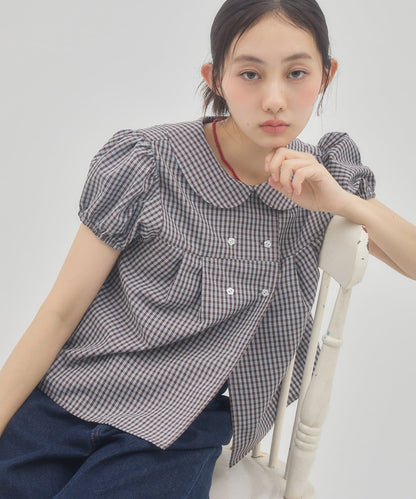 umm. By Discoat 圓領泡泡袖Blouse with bow tie - Image 2