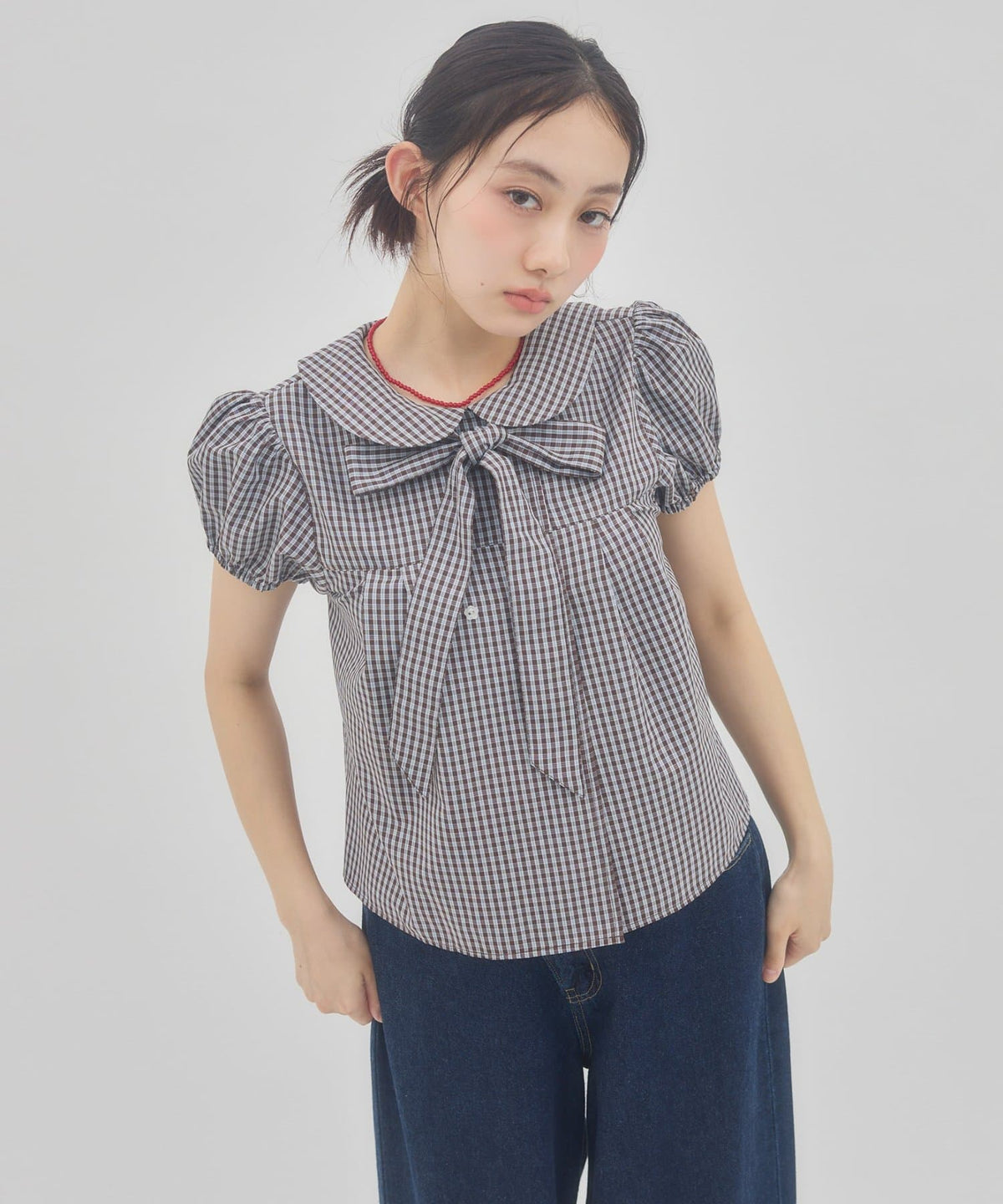 umm. By Discoat 圓領泡泡袖Blouse with bow tie - Image 22