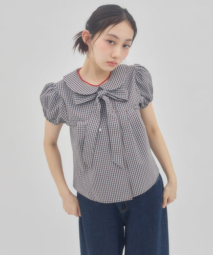 umm. By Discoat 圓領泡泡袖Blouse with bow tie - Image 22