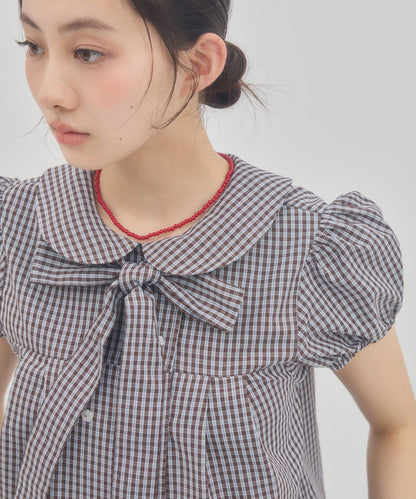 umm. By Discoat 圓領泡泡袖Blouse with bow tie - Image 23