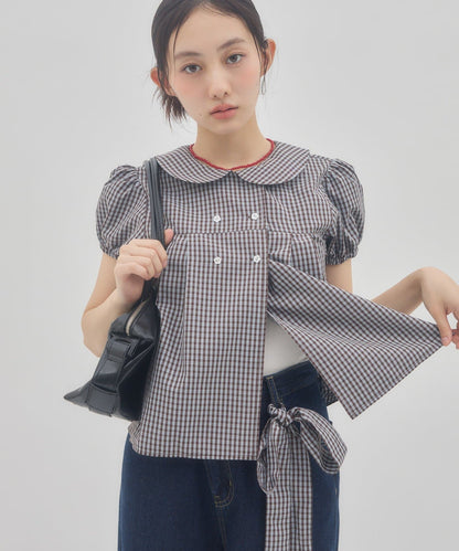 umm. By Discoat 圓領泡泡袖Blouse with bow tie - Image 27