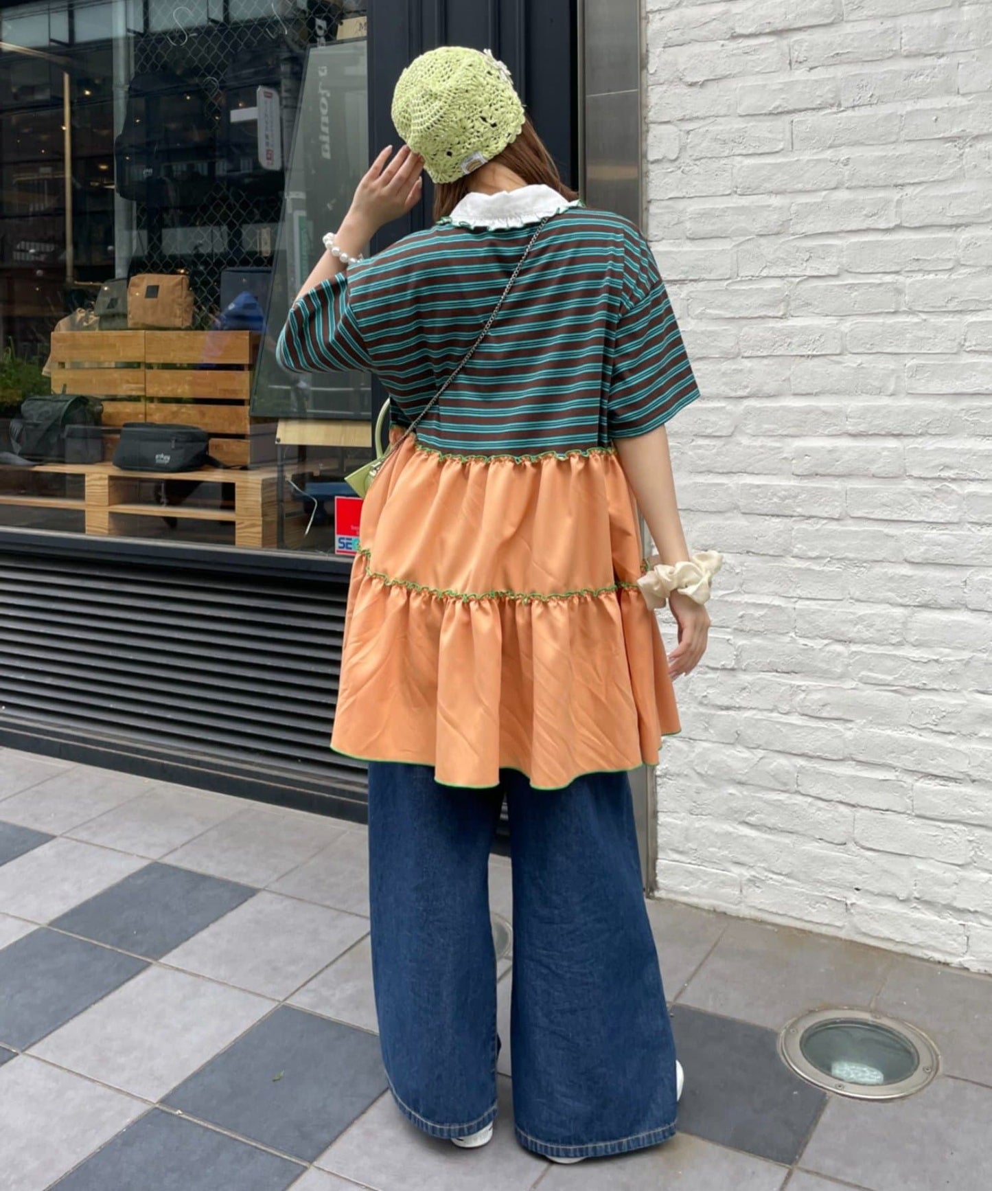 HELLO.SANFRANCISCO 荷葉邊領條紋rugby shirt tunic - Image 7