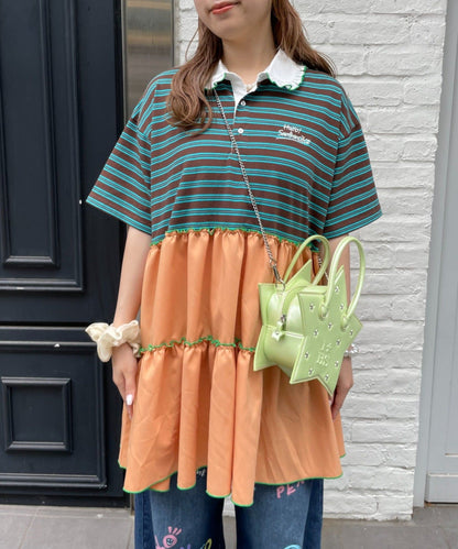 HELLO.SANFRANCISCO 荷葉邊領條紋rugby shirt tunic - Image 9