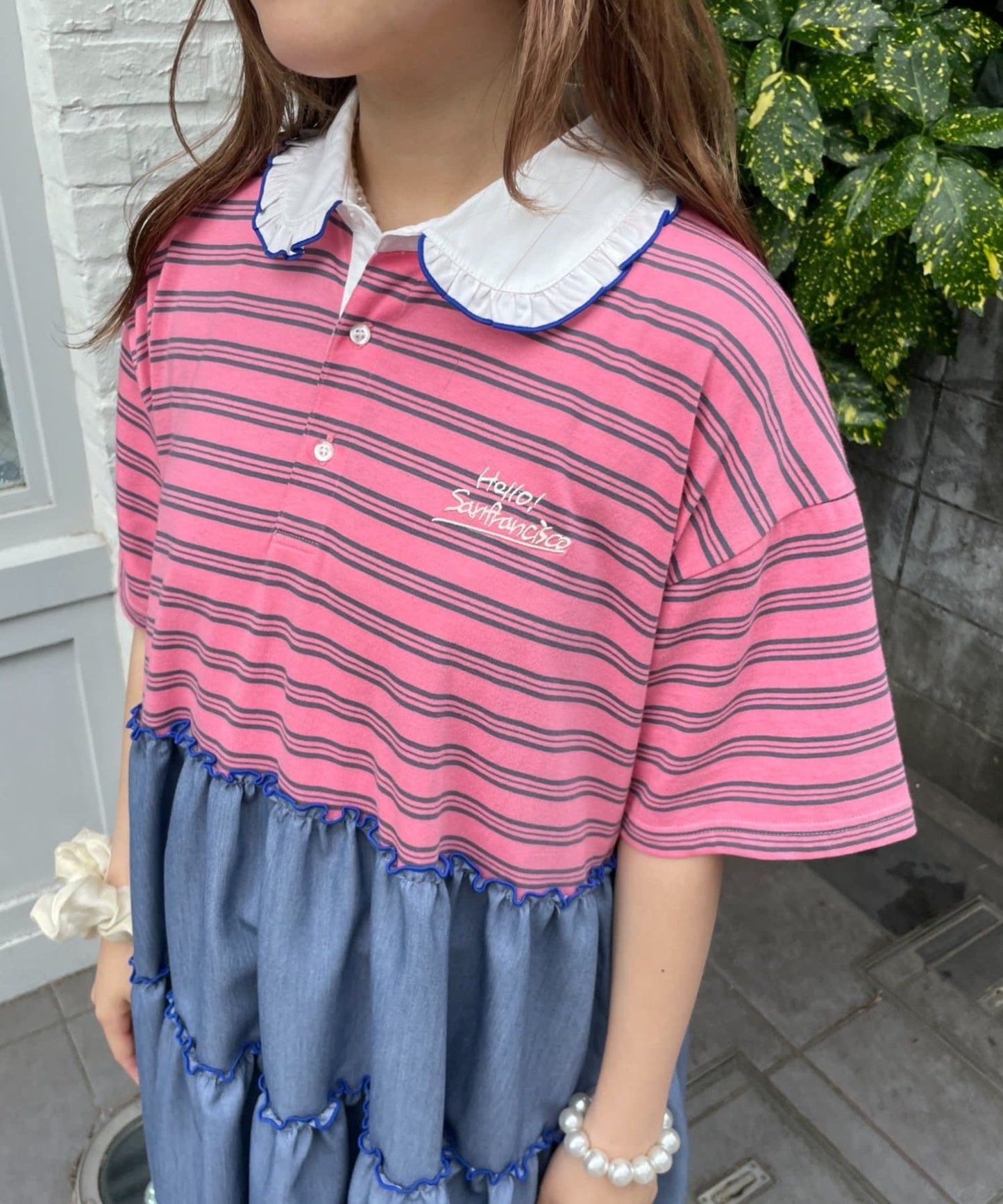 HELLO.SANFRANCISCO 荷葉邊領條紋rugby shirt tunic - Image 21