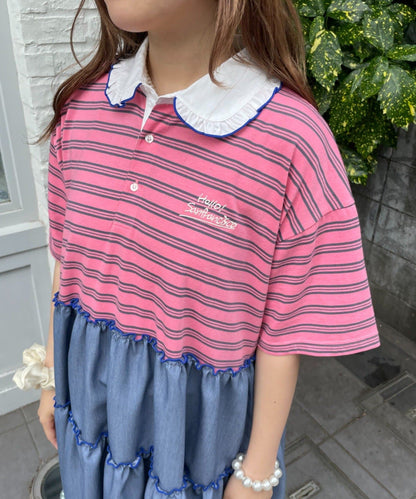 HELLO.SANFRANCISCO 荷葉邊領條紋rugby shirt tunic - Image 21