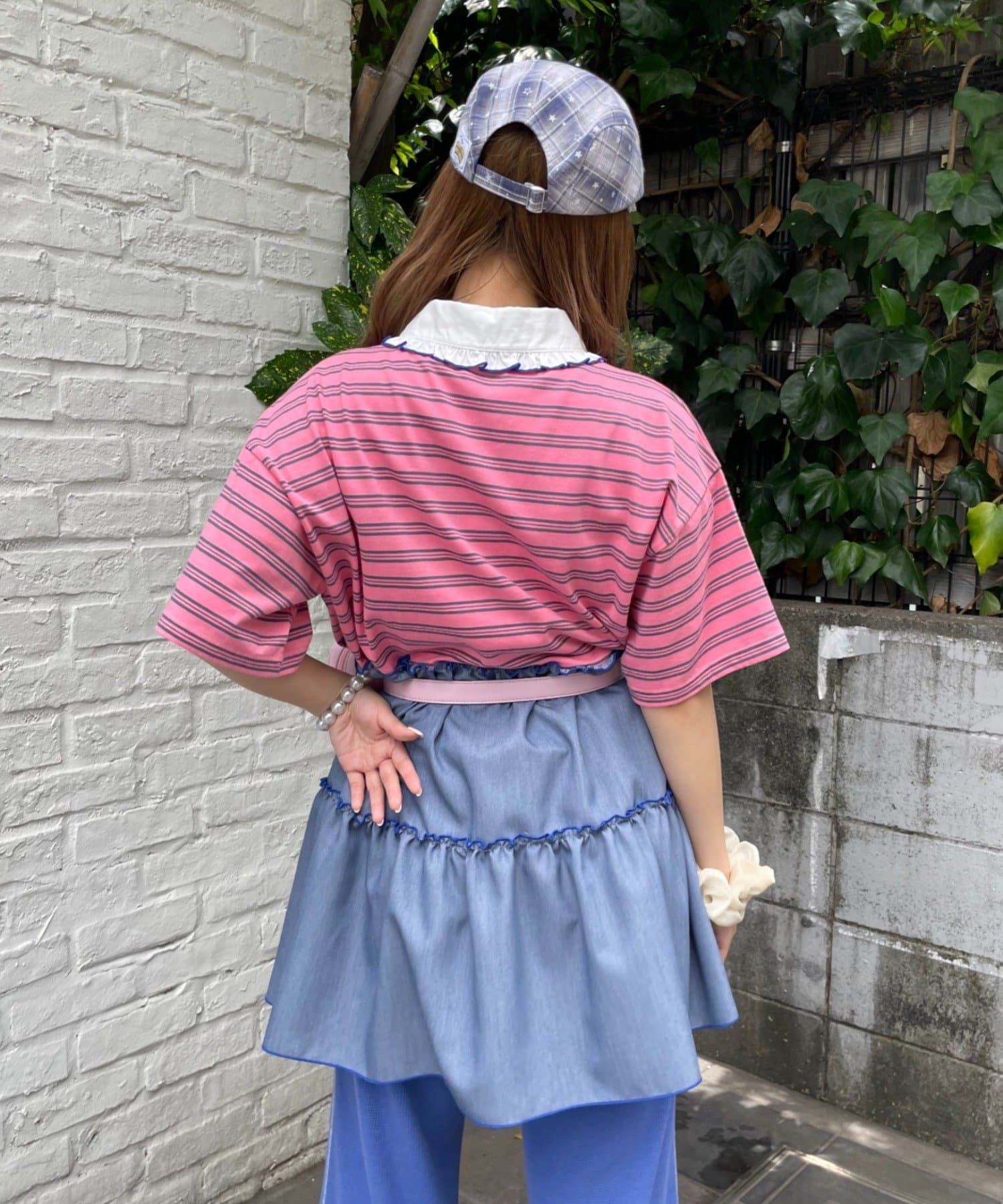 HELLO.SANFRANCISCO 荷葉邊領條紋rugby shirt tunic - Image 14