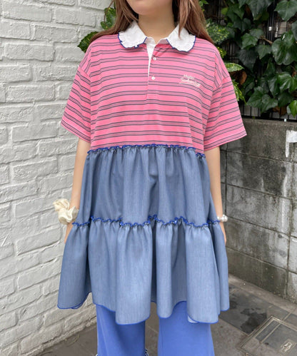 HELLO.SANFRANCISCO 荷葉邊領條紋rugby shirt tunic - Image 18