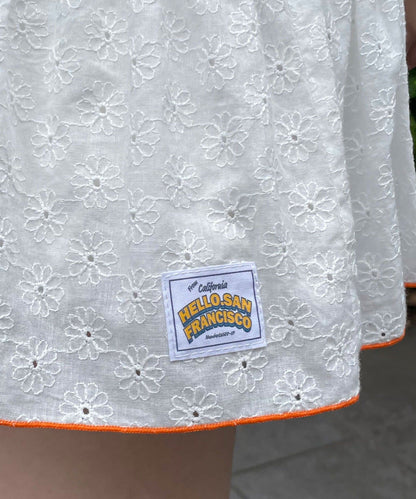 HELLO.SANFRANCISCO Frill Lace Tunic Short-Sleeve Blouse - Image 14