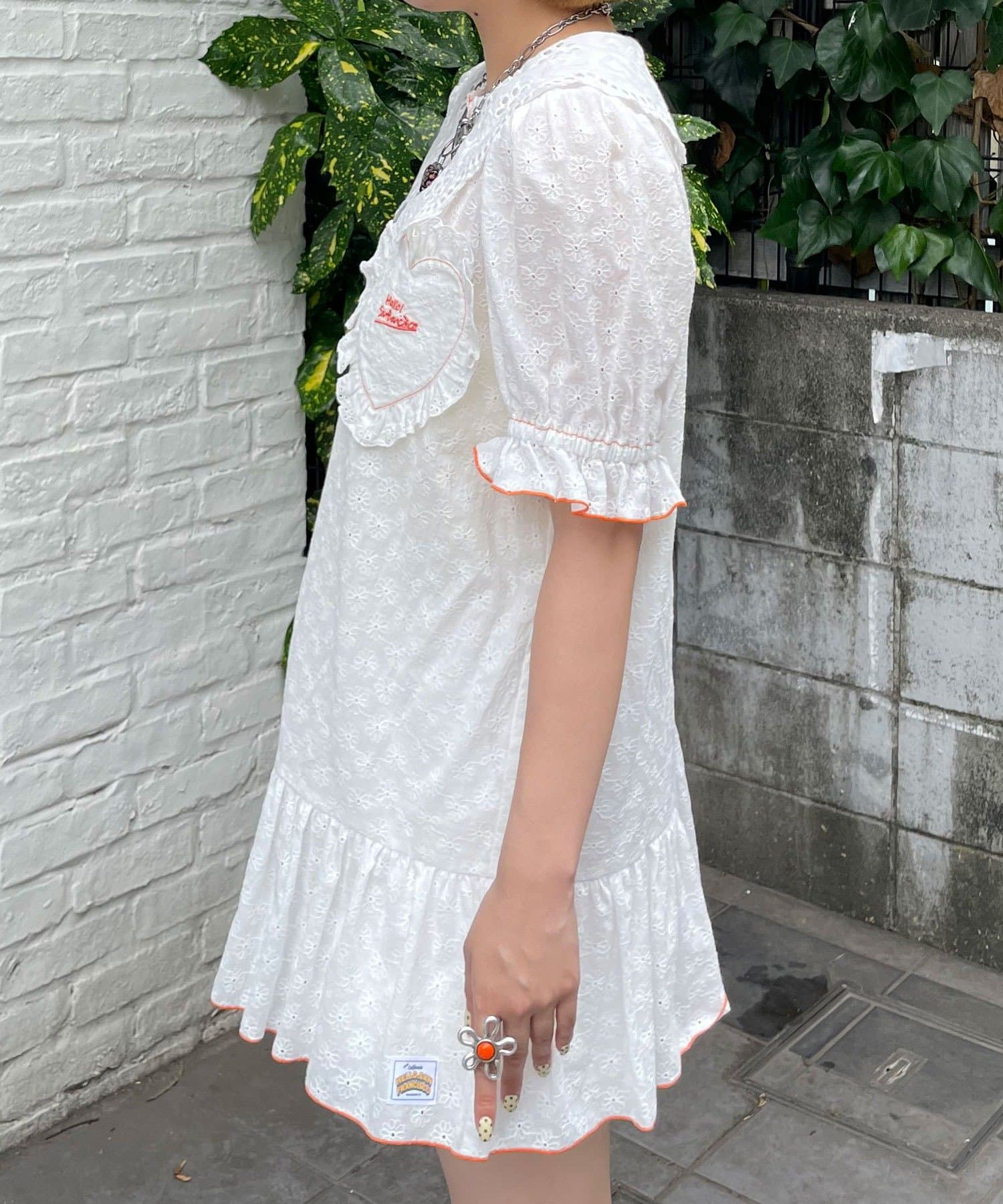 HELLO.SANFRANCISCO Frill Lace Tunic Short-Sleeve Blouse - Image 11