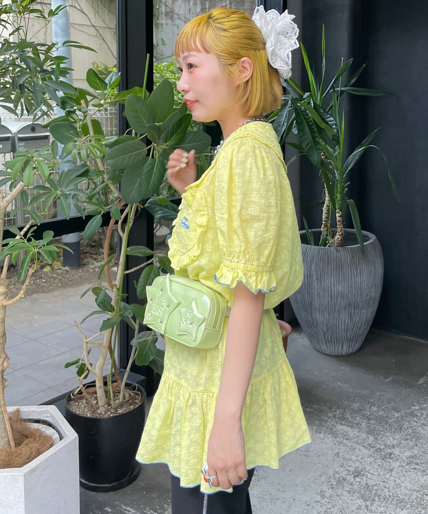 HELLO.SANFRANCISCO Frill Lace Tunic Short-Sleeve Blouse - Image 17