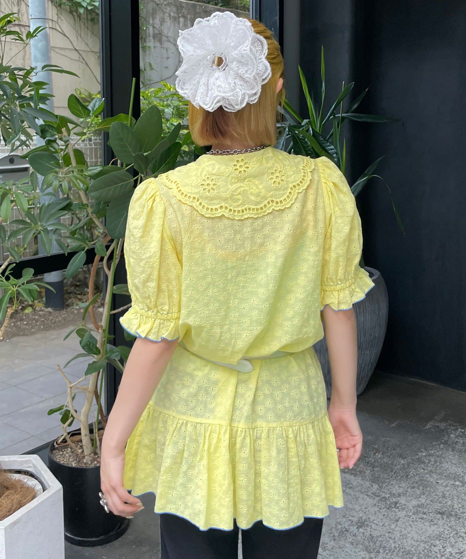 HELLO.SANFRANCISCO Frill Lace Tunic Short-Sleeve Blouse - Image 18