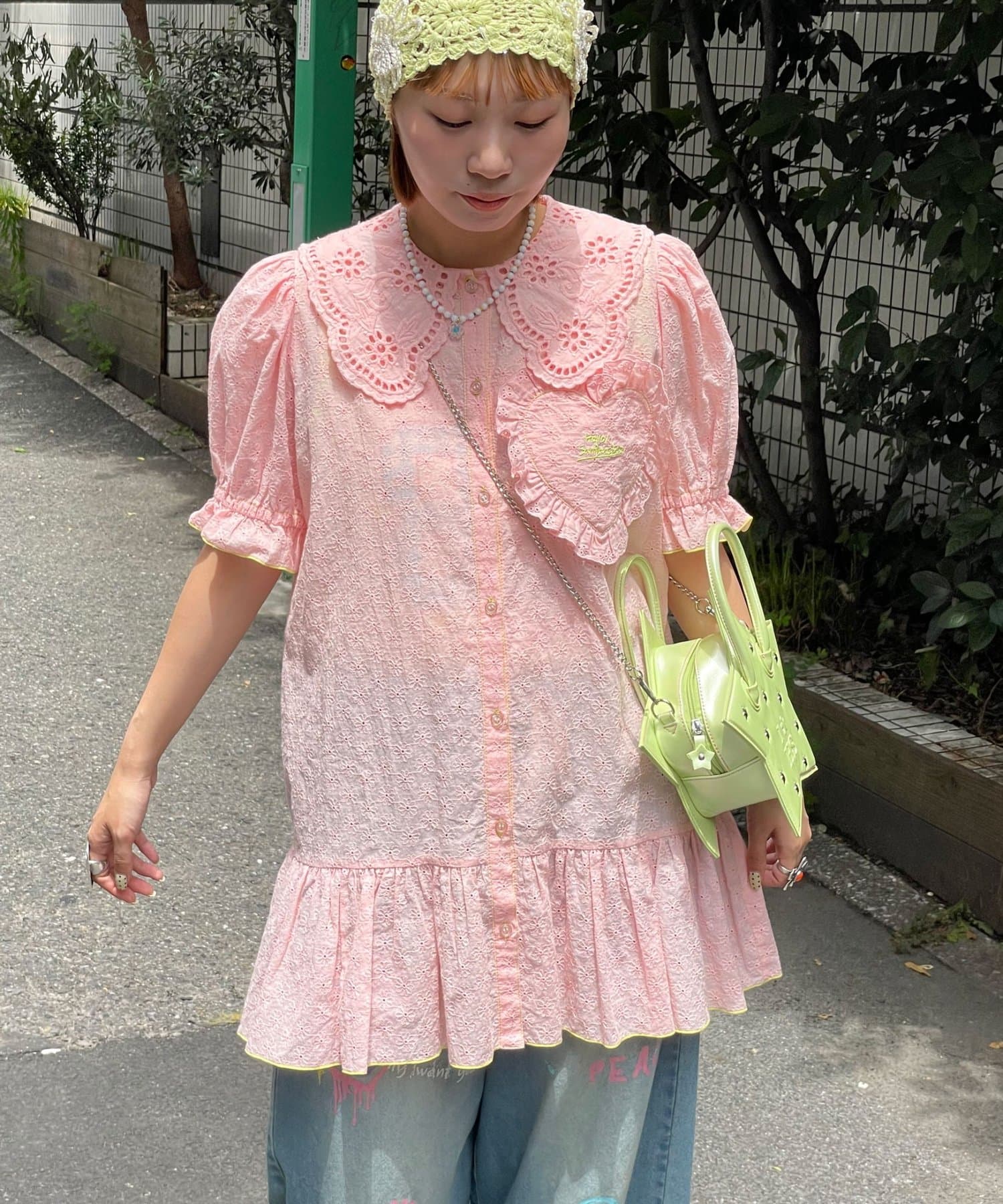 HELLO.SANFRANCISCO Frill Lace Tunic Short-Sleeve Blouse - Image 29