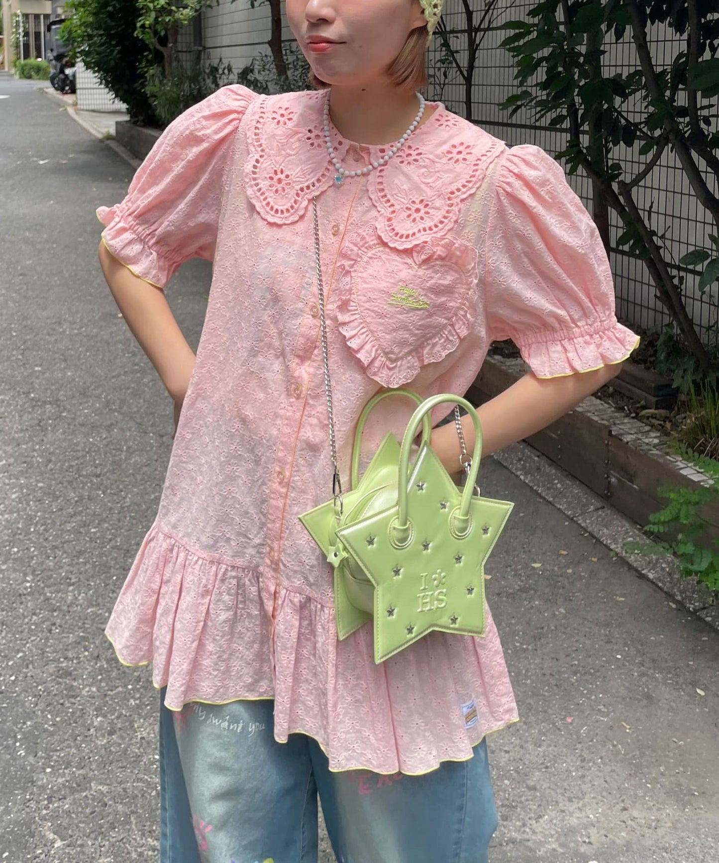 HELLO.SANFRANCISCO Frill Lace Tunic Short-Sleeve Blouse - Image 30