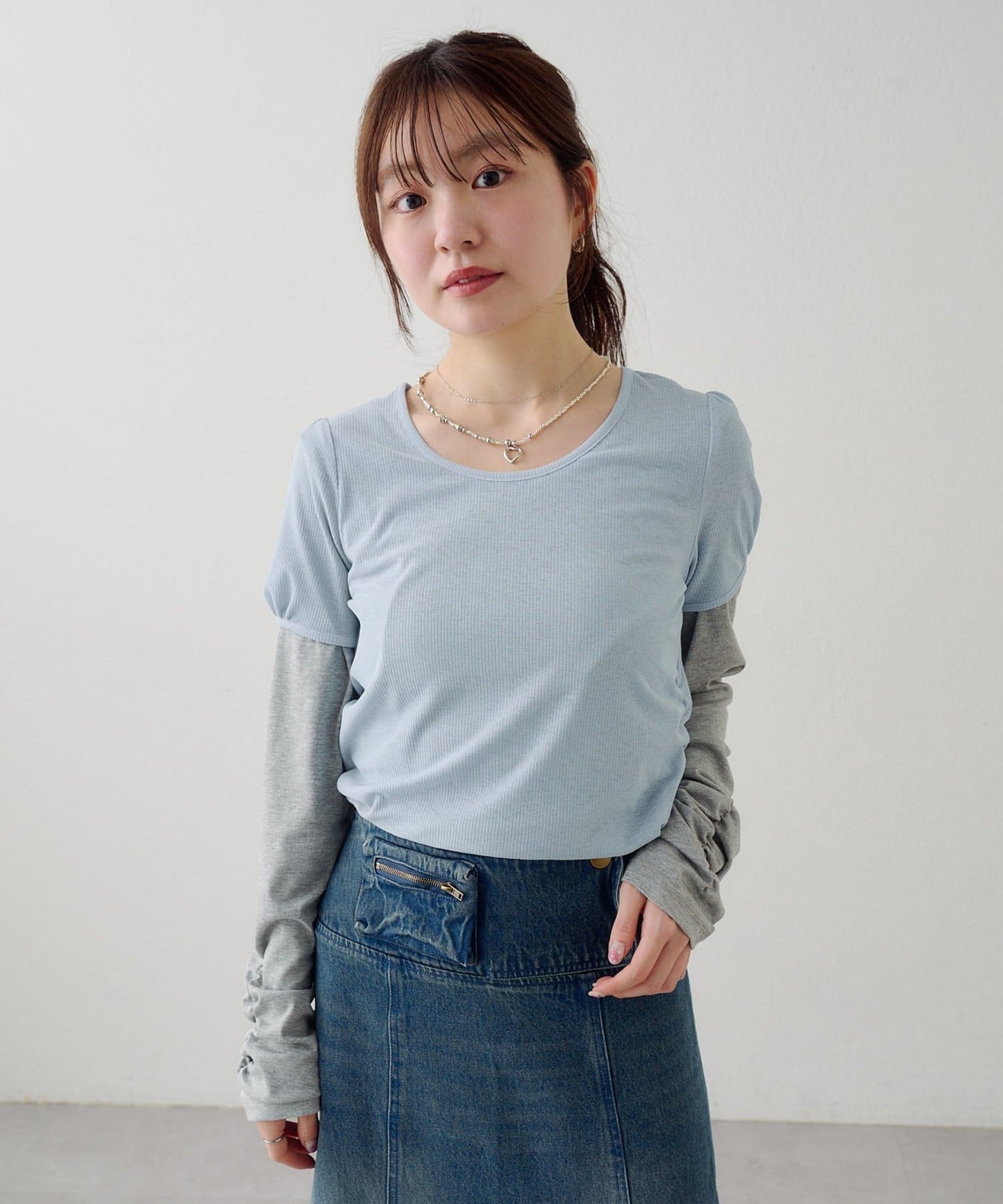 [2件SET] Kastane Sheer Layered Tee - Image 3
