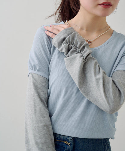 [2件SET] Kastane Sheer Layered Tee - Image 4