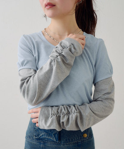 [2件SET] Kastane Sheer Layered Tee - Image 5