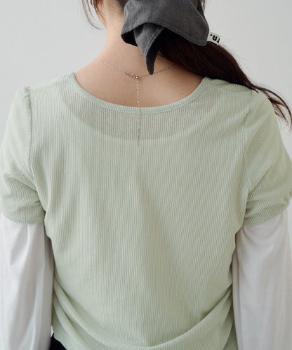 [2件SET] Kastane Sheer Layered Tee - Image 37