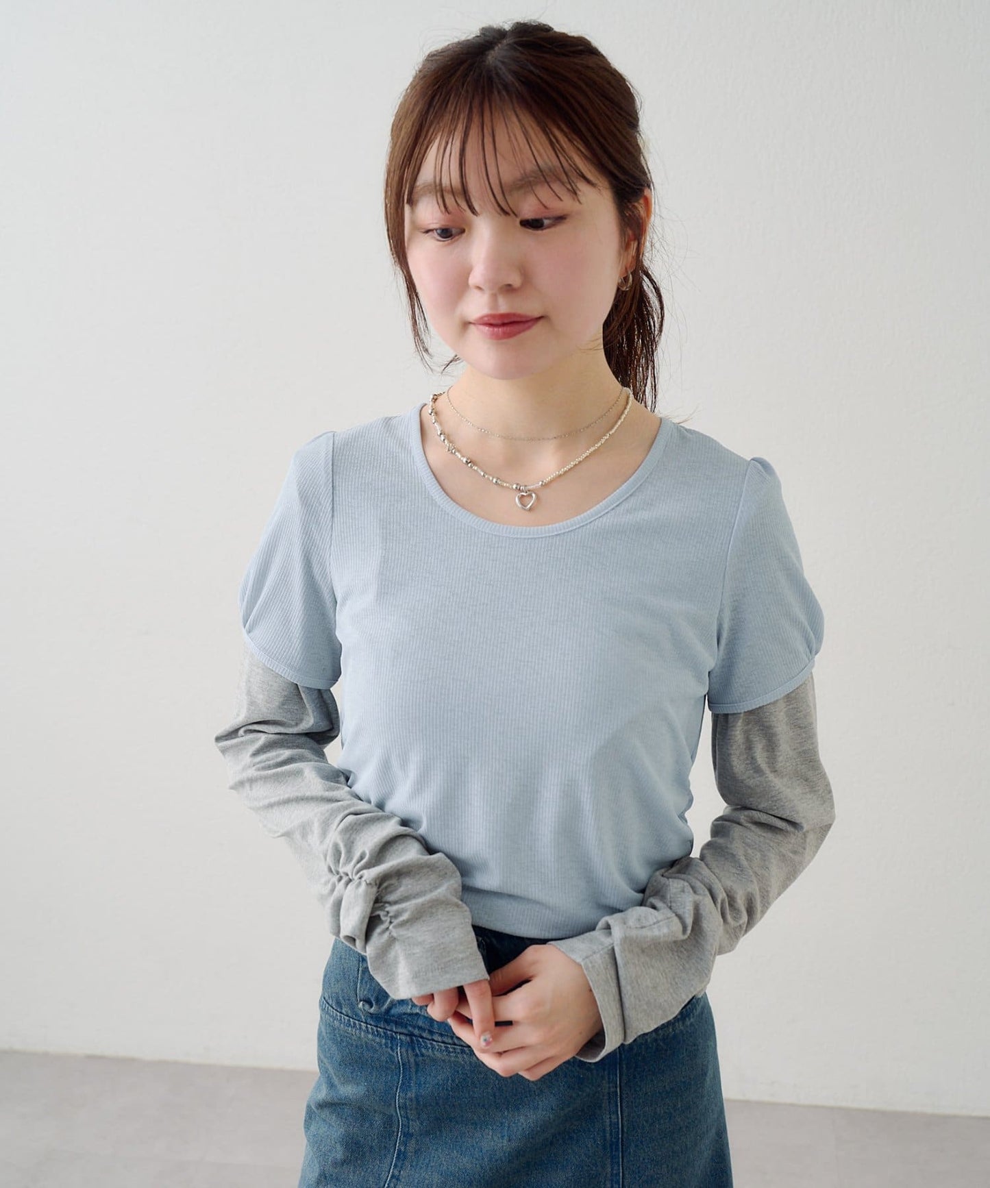 [2件SET] Kastane Sheer Layered Tee - Image 6