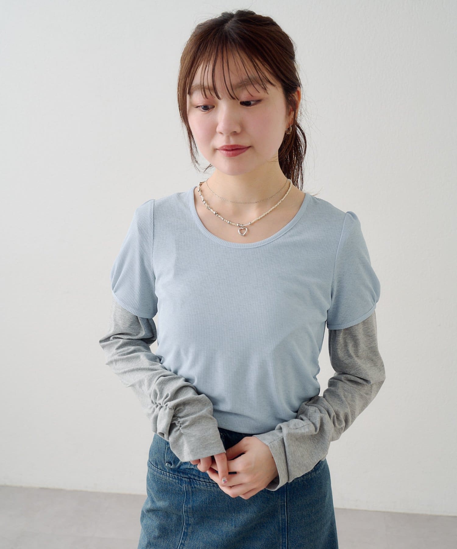 [2件SET] Kastane Sheer Layered Tee - Image 6