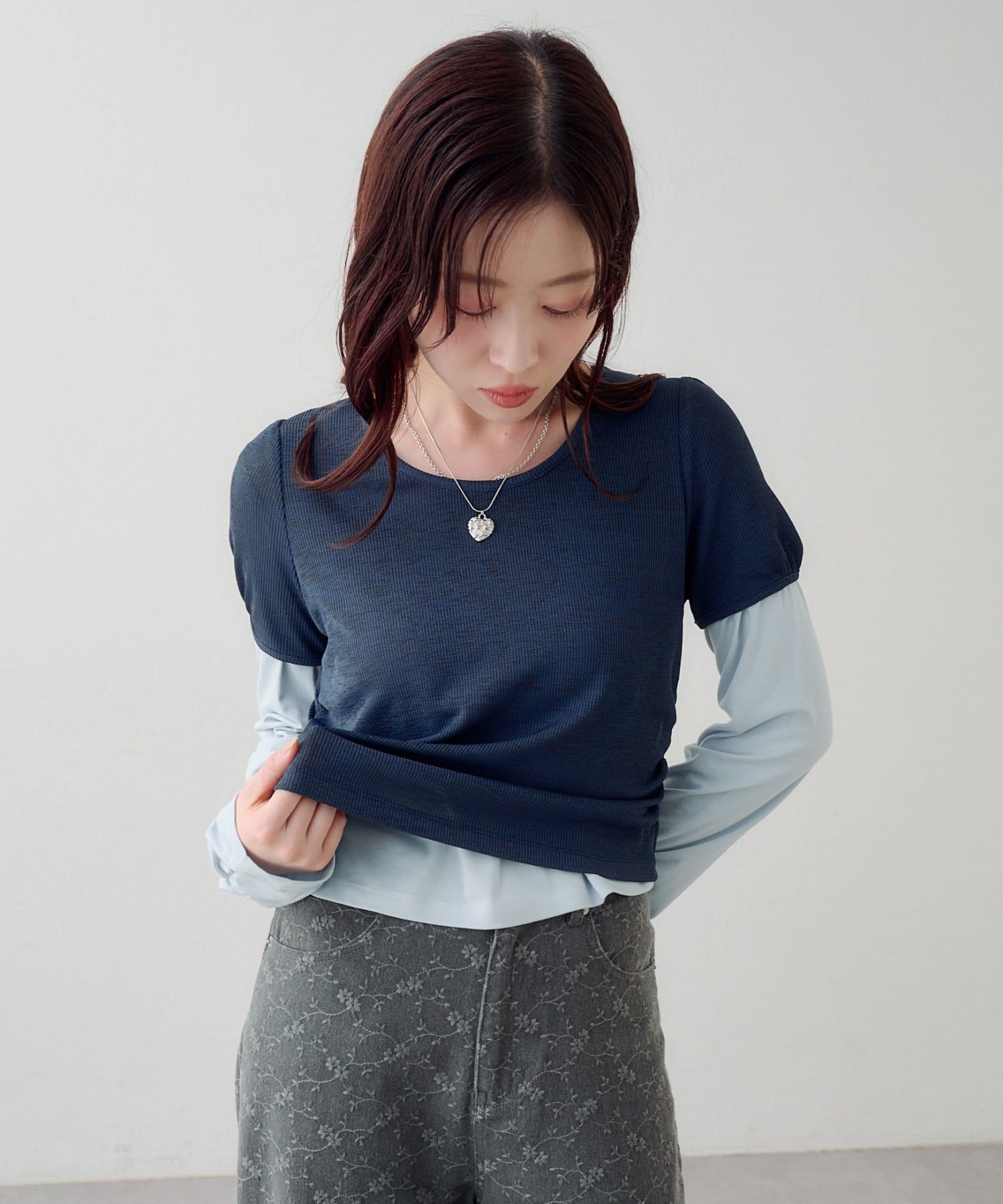 [2件SET] Kastane Sheer Layered Tee - Image 42