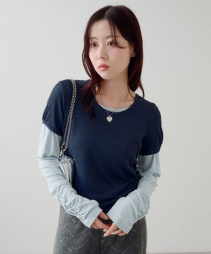 [2件SET] Kastane Sheer Layered Tee - Image 43