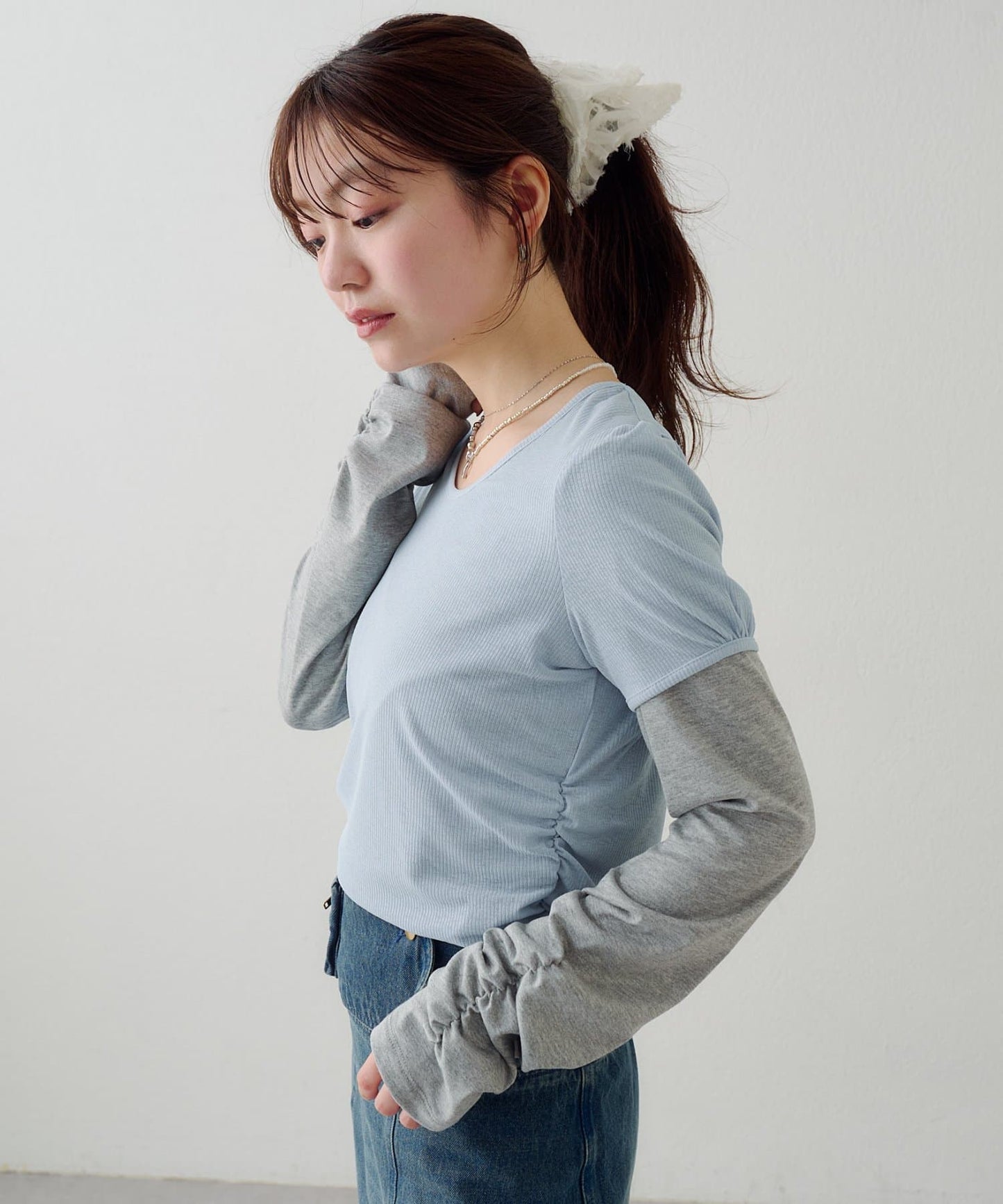 [2件SET] Kastane Sheer Layered Tee - Image 7
