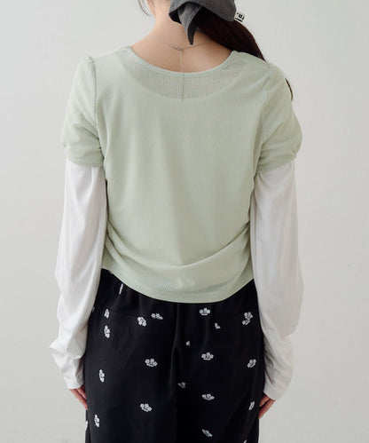[2件SET] Kastane Sheer Layered Tee - Image 52