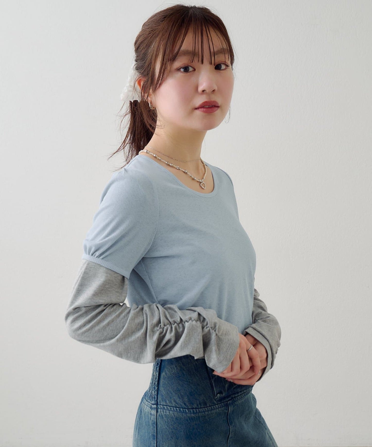 [2件SET] Kastane Sheer Layered Tee - Image 8