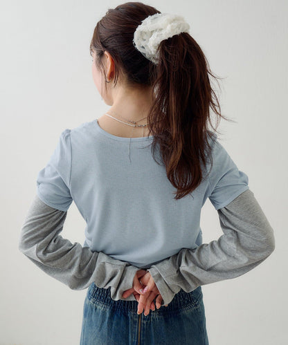 [2件SET] Kastane Sheer Layered Tee - Image 9