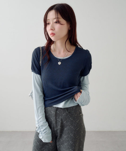 [2件SET] Kastane Sheer Layered Tee - Image 2