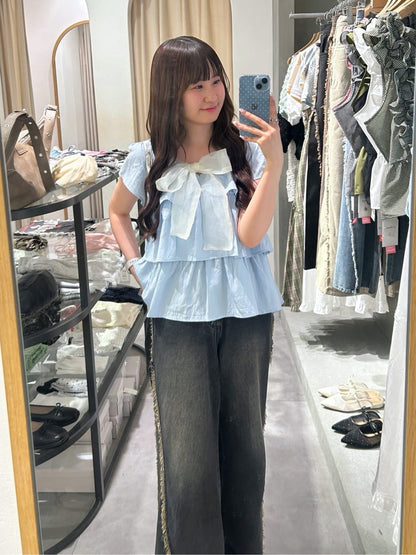w closet Fringe baggy denim pants - Image 68