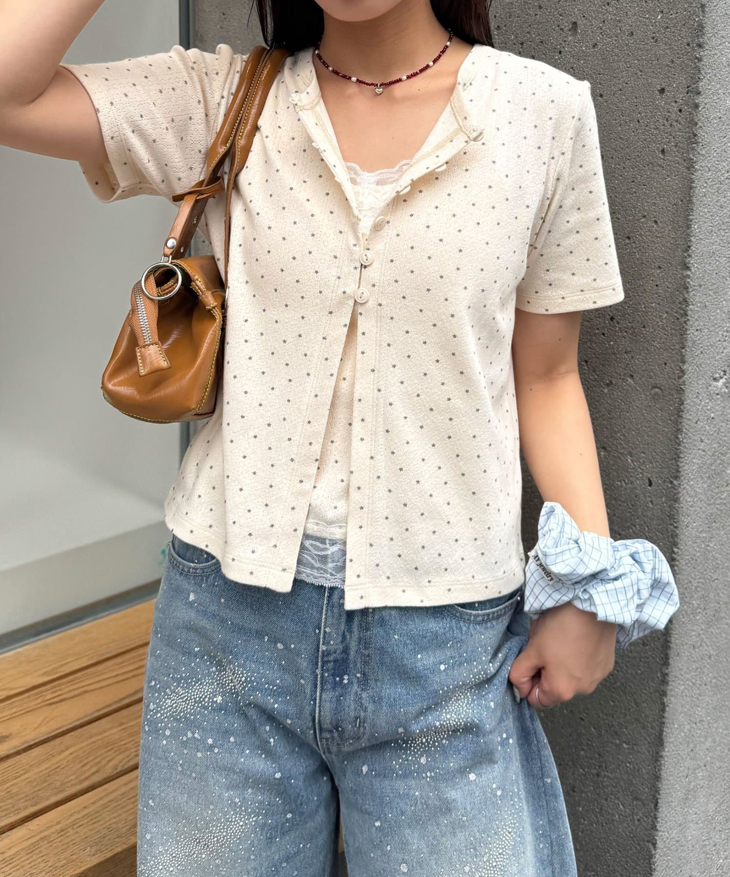 CIAOPANIC Lace吊帶背心 + 星星 pattern Cardigan - Image 4
