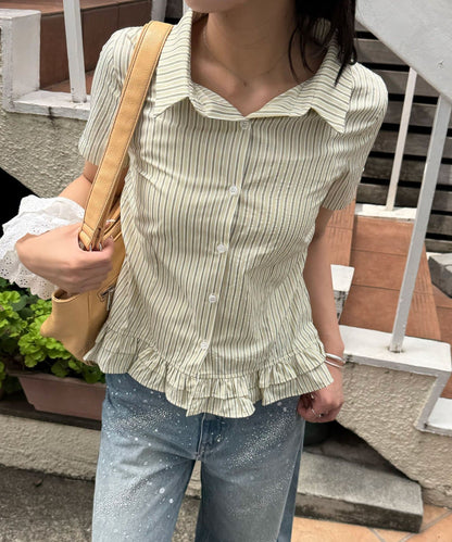 CIAOPANIC 荷葉邊下擺短袖襯衫 - Image 14