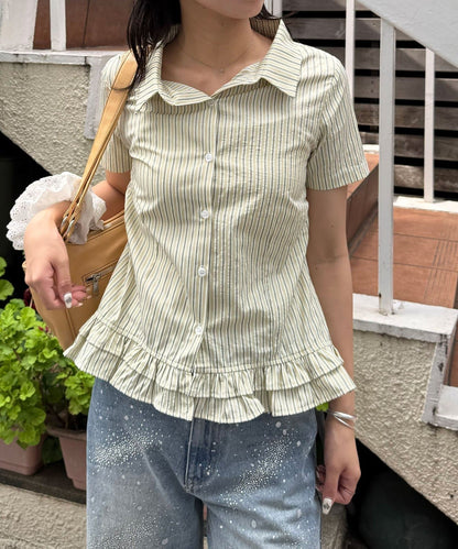 CIAOPANIC 荷葉邊下擺短袖襯衫 - Image 15